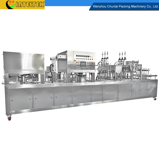 3 Lanes Linear Type Chickpea Puree Packing Hummus Cup Filling Sealing Capping Machine