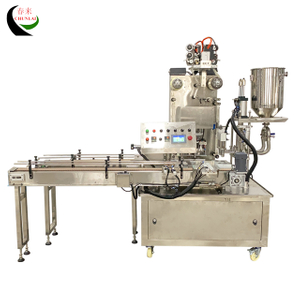 KIS-900-2 Automatic Rotary Type Fruit Juice Syrup Cup Filling Sealing Machine with Conveyor Feeding Cups