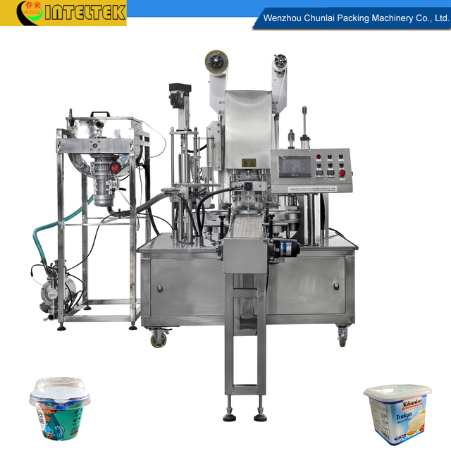 Automatic Rotary Type Russia Salad Cup Filling Sealing Capping Machine 