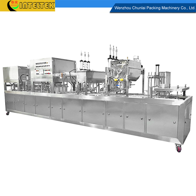 Full Automatic Chickpea Hummus Vacuum Nitrogen Flushing Packing Cup Filling Sealing Capping Machine