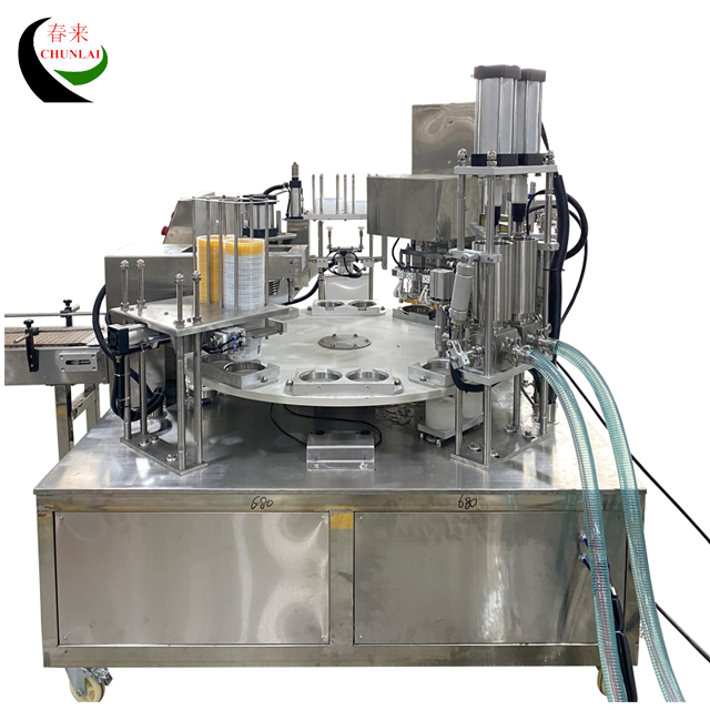 KIS-900-2 Automatic Rotary Type Yogurt Cup Filling Sealing Lidding Machine