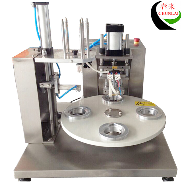 4 Positions Semi Automati Rotary Type Jelly Cup Filling Film Sealing Machine