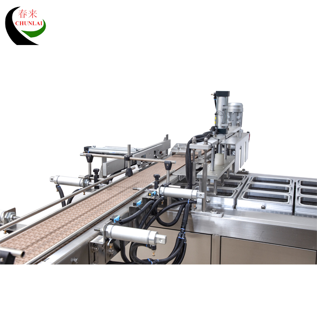 BG-3 Line Type Soybean Roll Tray Sealing Machine with Conveyor Feeding 