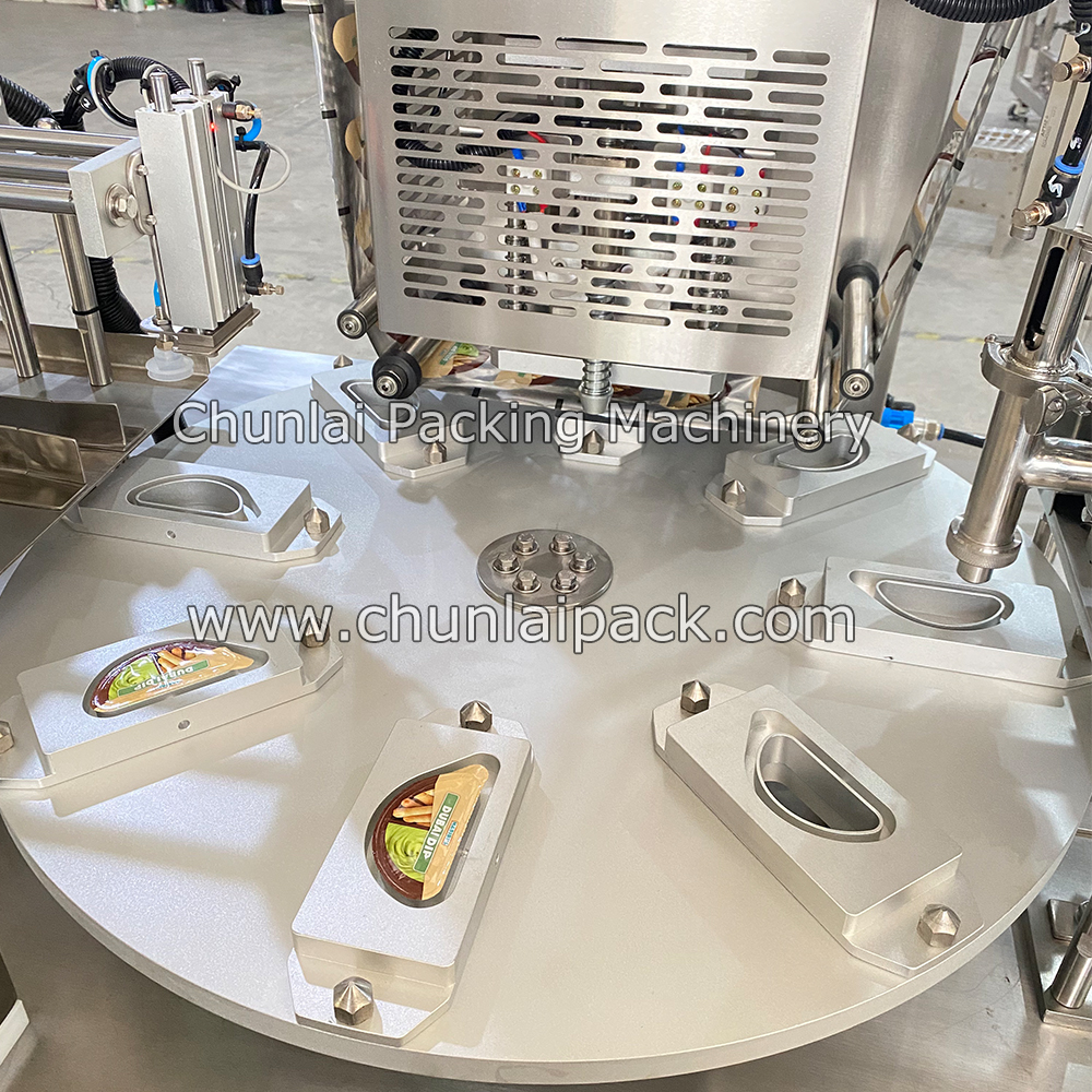 Rotary Cup Filling Sealing Machine for Finger Biscuit Chocolate Dipping Sauce Packing