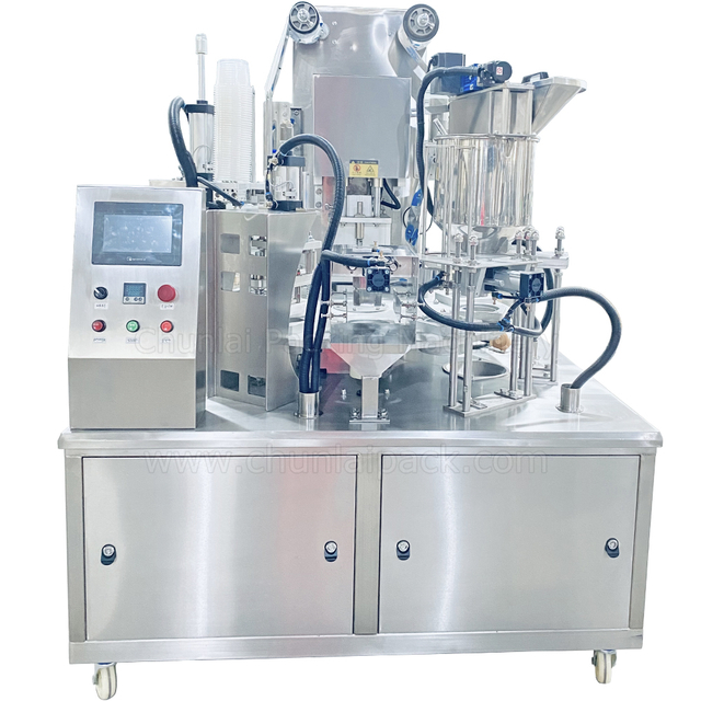 Automatic Rotary Type Salad Cup Filling Vacuum Sealing Capping Machine