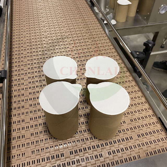 KIS-1800 Potato Chips Composite Paper Canister Aluminum Lid Sealing Machine 