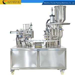 KIS-900-2 Automatic Rotary Type Strained Yogurt Cup Filling Sealing Capping Machine