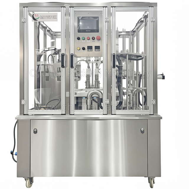 KIS-900 Automatic Rotary Type Salad Cup Filling Sealing Capping Machine
