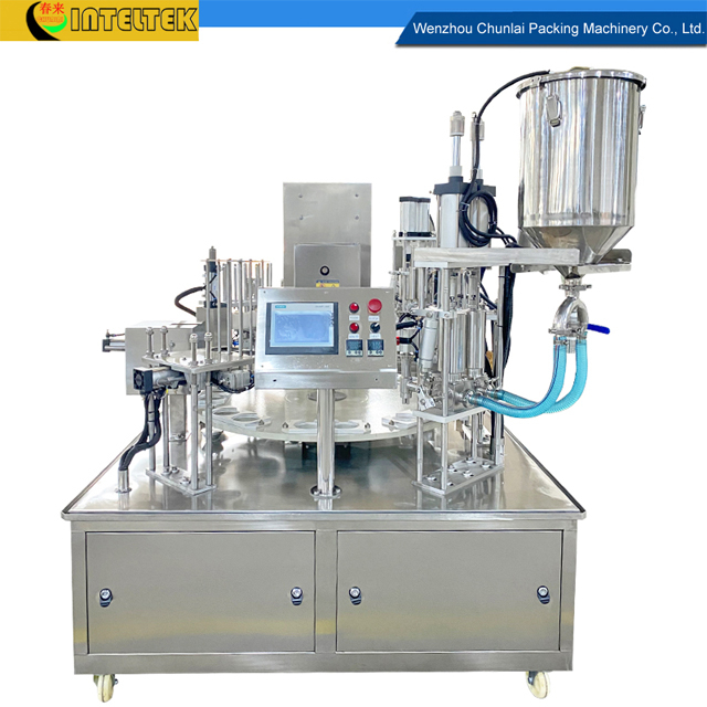 KIS-900-2 Automatic Rotary Type Yoghurt Cup Filling Sealing Machine