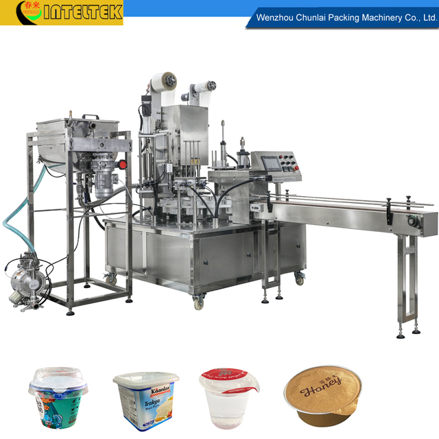 Automatic Turntable Type Sauce Cup Box Filling And Sealing Machine for Food Factory
